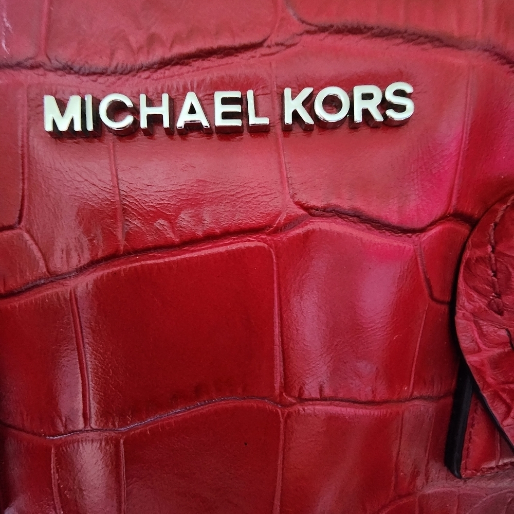 Michael Kors Croc, Shoulder, Red leather‎ bag - Picture 2 of 9